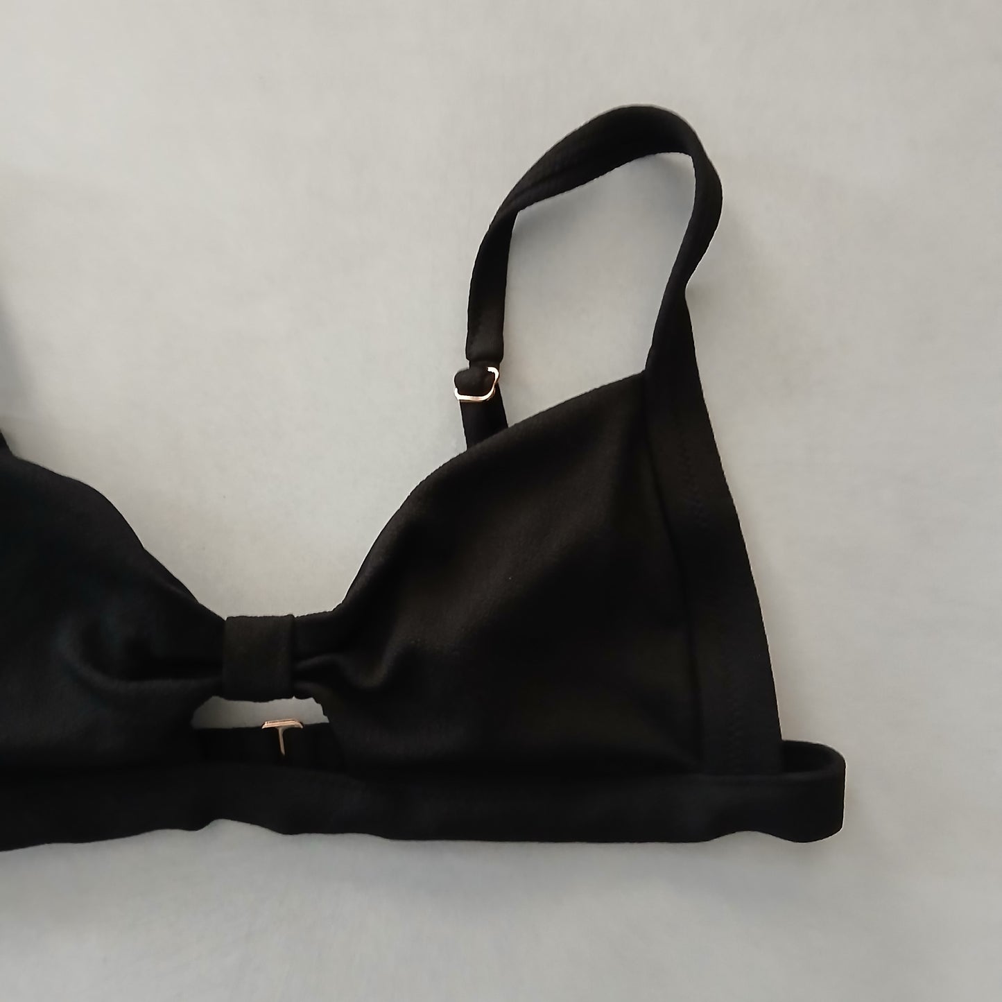 Black Boho Y2K VTG Swimwear Tropical Resort Beach Vacation Bikini Top Large