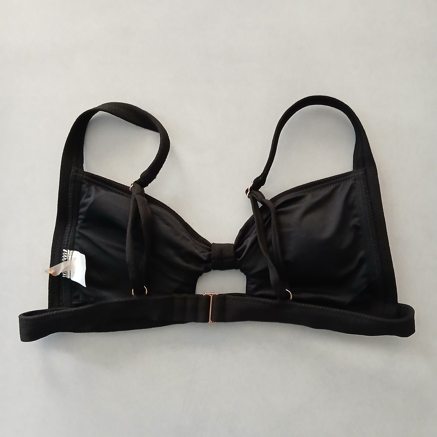 Black Boho Y2K VTG Swimwear Tropical Resort Beach Vacation Bikini Top Large