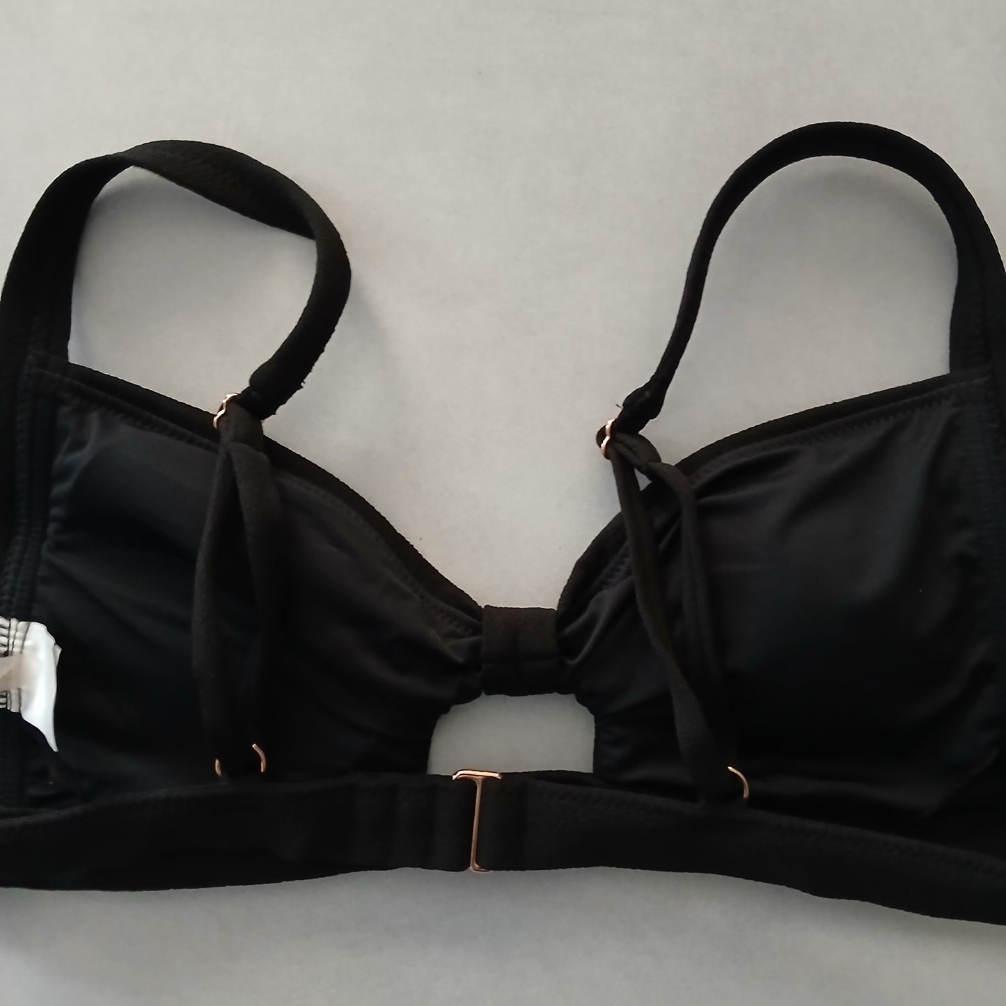 Black Boho Y2K VTG Swimwear Tropical Resort Beach Vacation Bikini Top Large