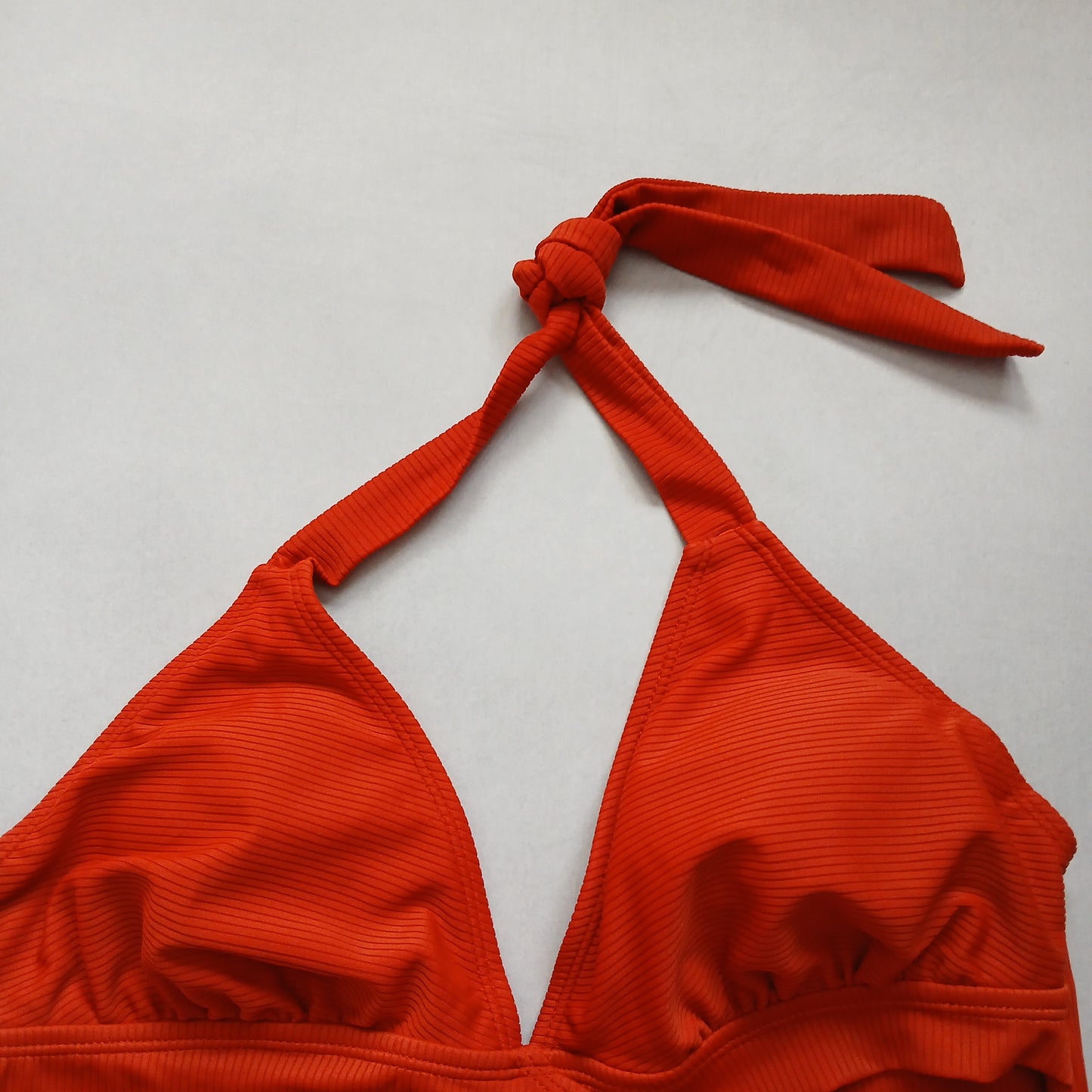 Red Y2K Swim Resort Beach Vacation Halter Grunge Tropical Goth Bikini Top Large