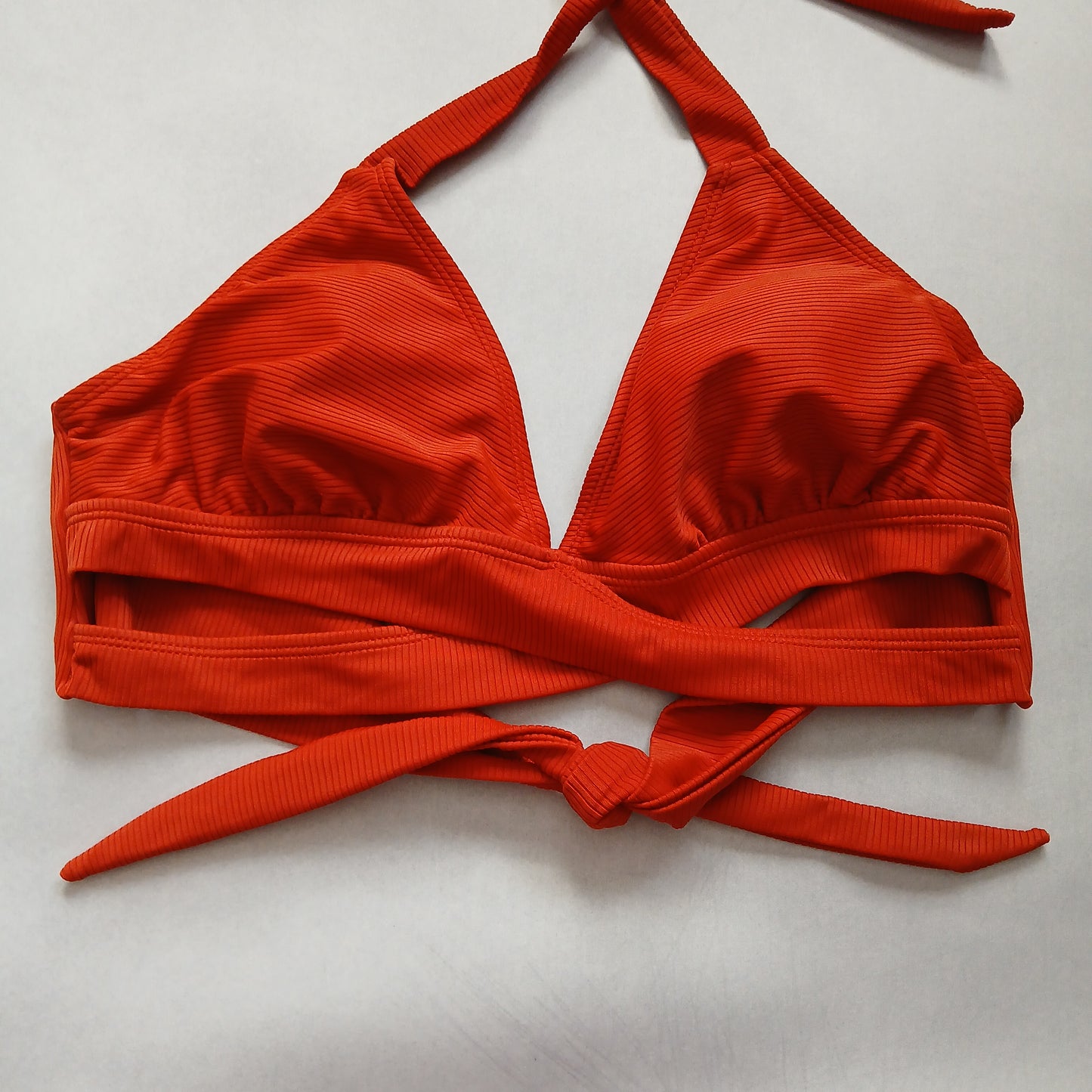 Red Y2K Swim Resort Beach Vacation Halter Grunge Tropical Goth Bikini Top Large