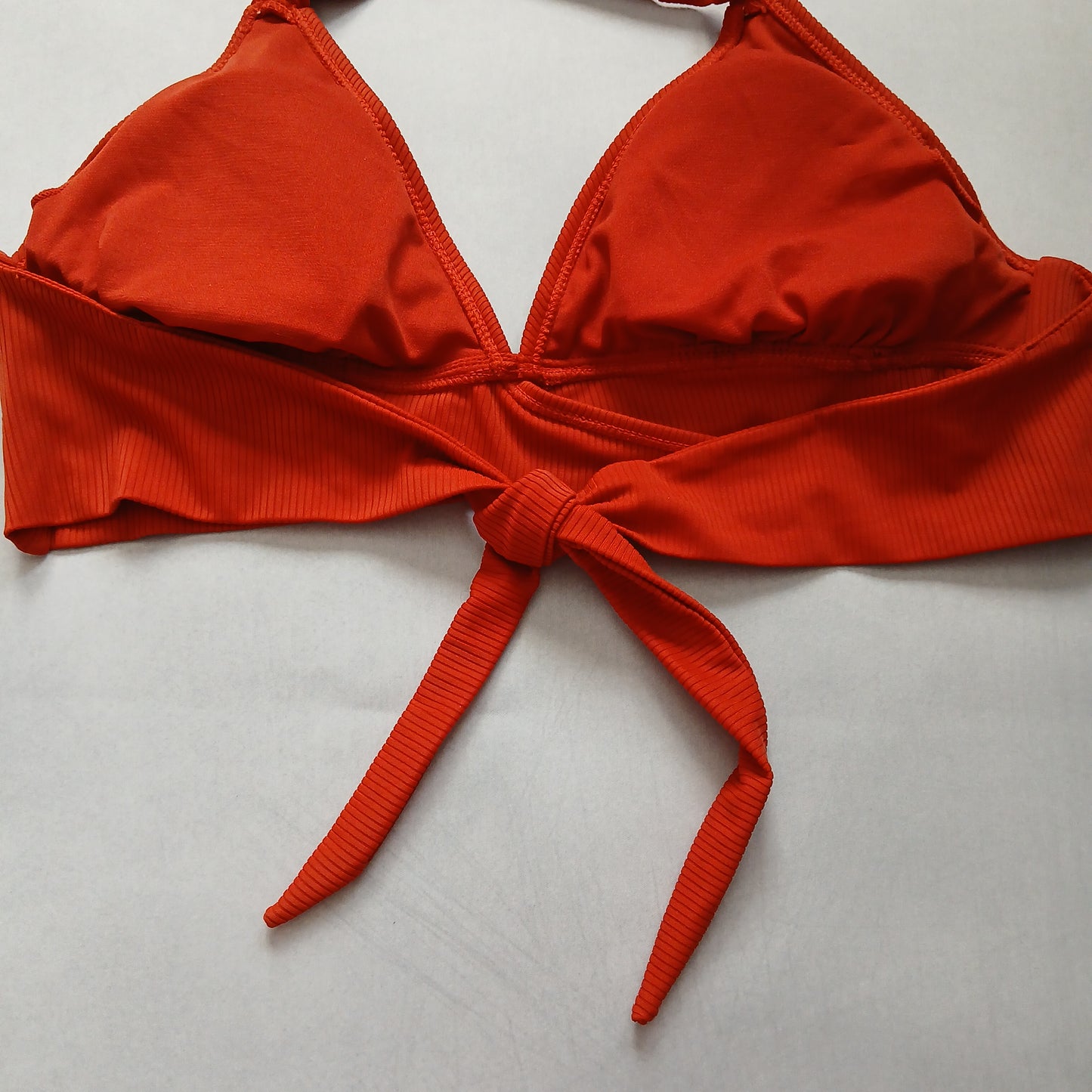 Red Y2K Swim Resort Beach Vacation Halter Grunge Tropical Goth Bikini Top Large