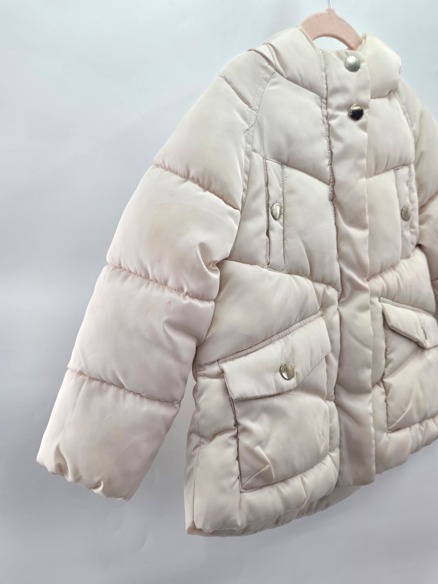 Zara Kids White Puffer Hooded Zipper Cozy Winter Chic Ski Resort Girls Jacket 5