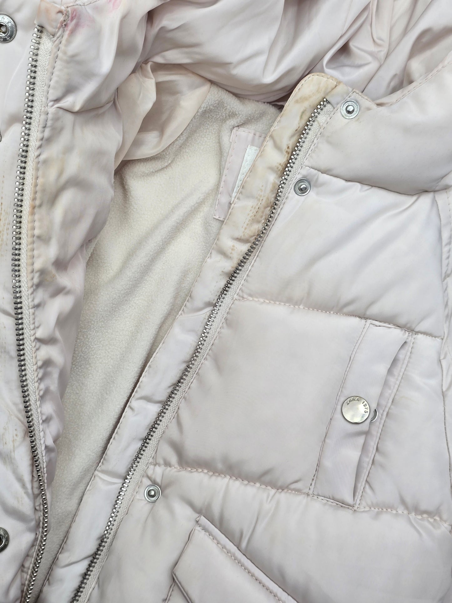 Zara Kids White Puffer Hooded Zipper Cozy Winter Chic Ski Resort Girls Jacket 5