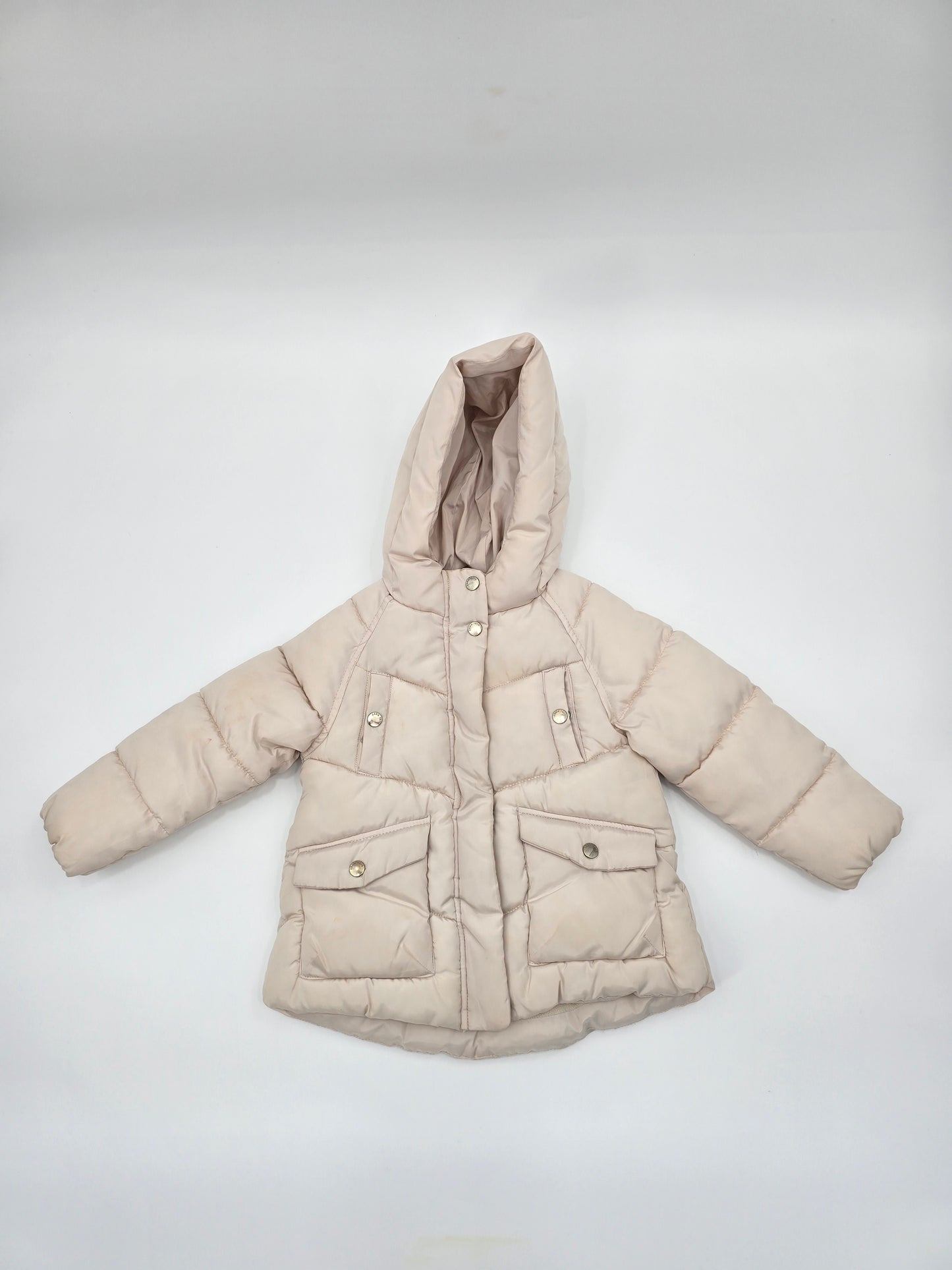 Zara Kids White Puffer Hooded Zipper Cozy Winter Chic Ski Resort Girls Jacket 5