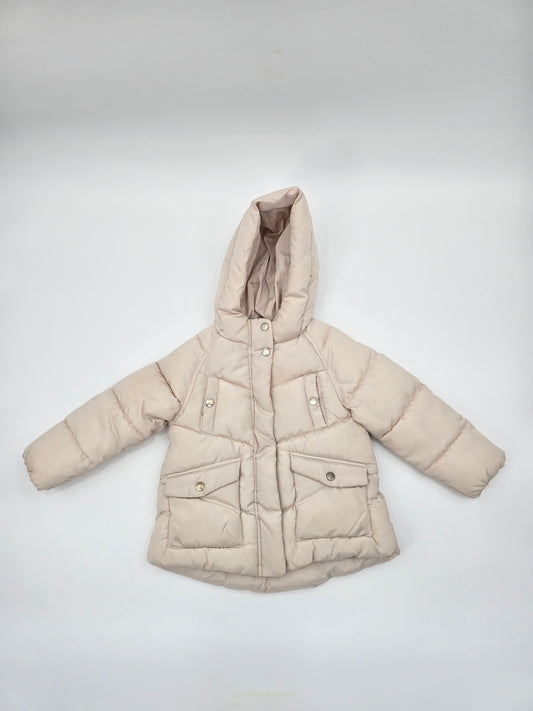 Zara Kids White Puffer Hooded Zipper Cozy Winter Chic Ski Resort Girls Jacket 5