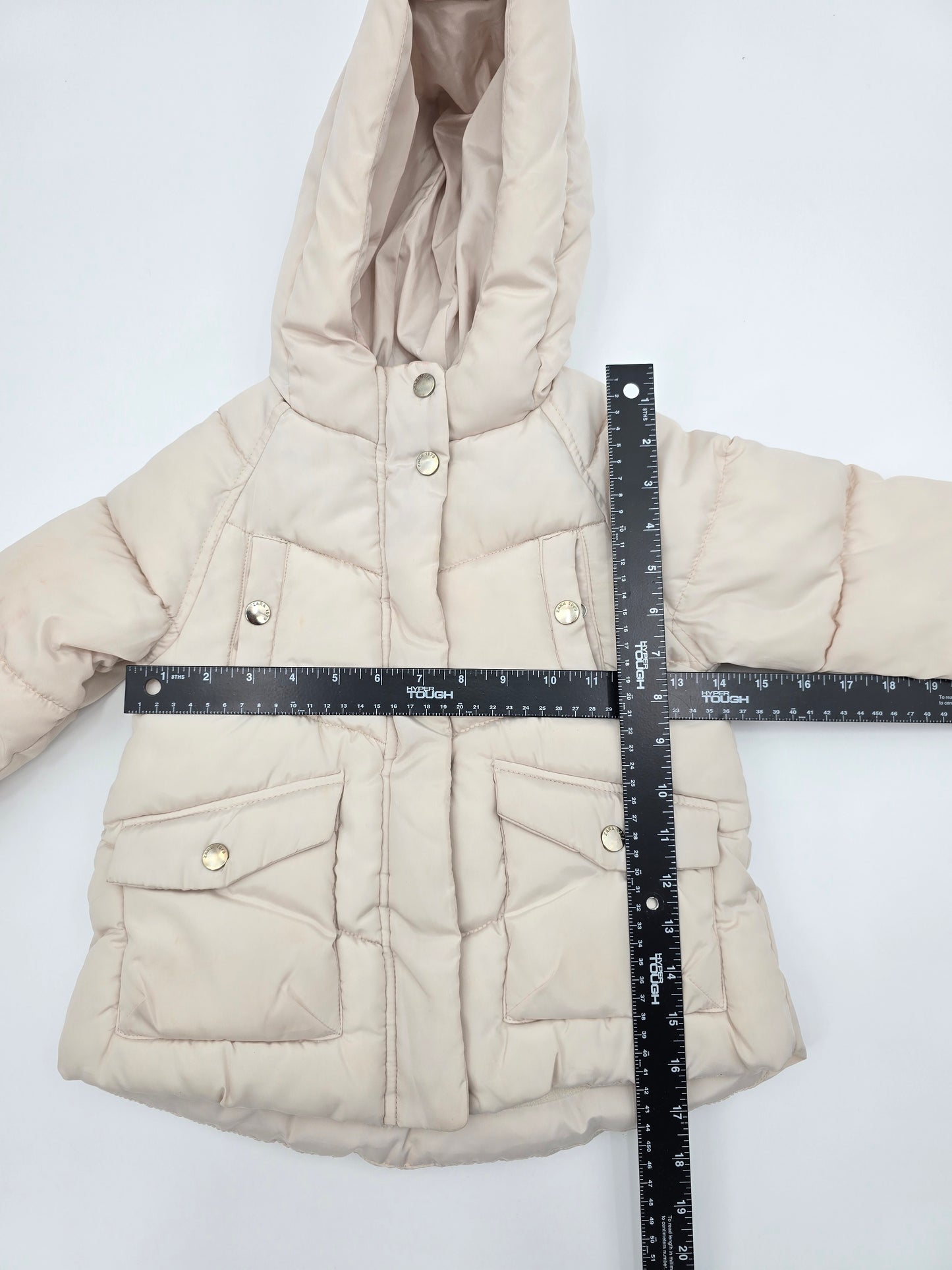 Zara Kids White Puffer Hooded Zipper Cozy Winter Chic Ski Resort Girls Jacket 5