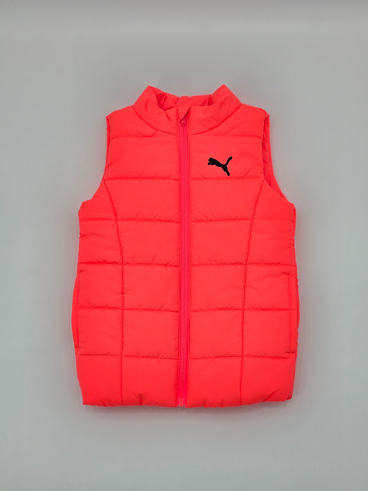Puma Orange Y2K Active Sporty Girls Toddler Puffer Cozy Jacket Vest XS 5/6