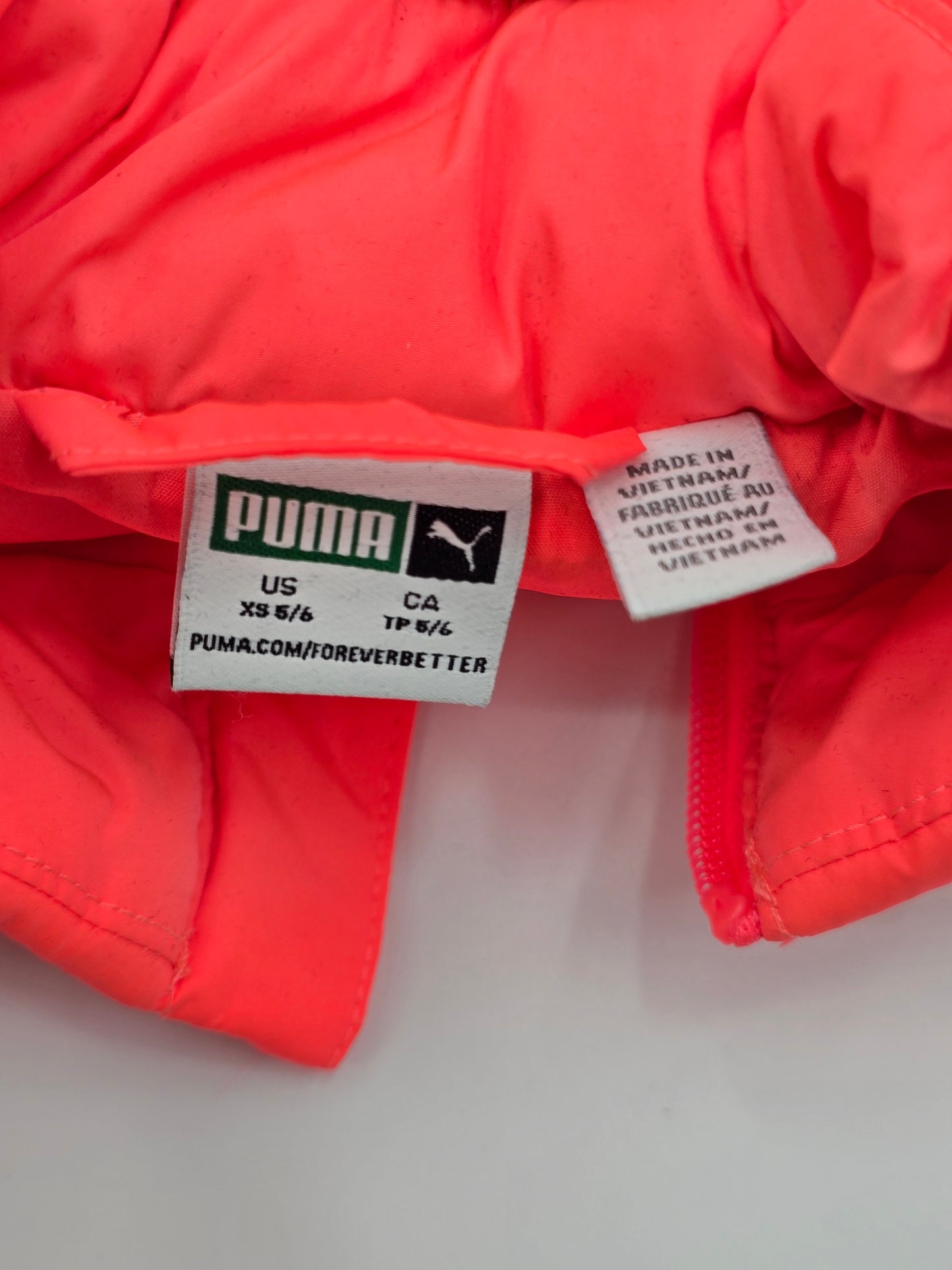 Puma Orange Y2K Active Sporty Girls Toddler Puffer Cozy Jacket Vest XS 5/6