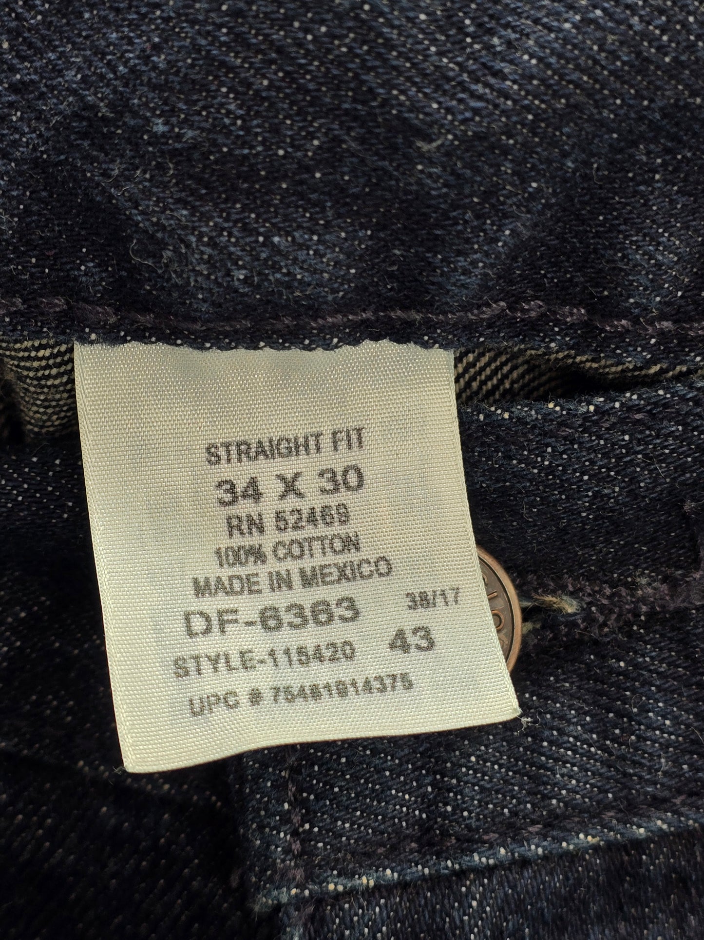 Faded Glory Blue Y2K Work Utility Cowboy Mens Straight Fit 34X30 Denim Jeans