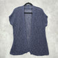 Purple Short Sleeve Open Chain Link Crochet Cardigan Sweater Medium