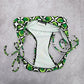Ingear Green Black White Floral Geometric Tie Bikini Bottom Swimwear Medium