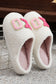 White XO XO Glitter Trim Letter Patched Plush House Slippers