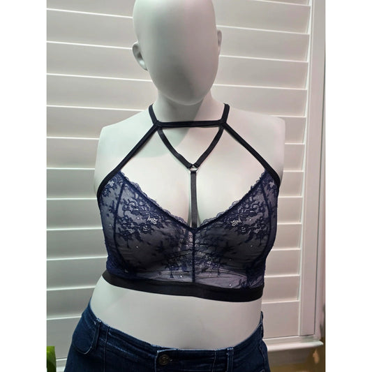 Torrid Purple Lace Floral Fairy Sheer Straps Bralette Plus Size 2X