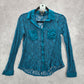 052. Forever 21 Green Lace Button Down Long Sleeve Top Small