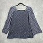 Style & Co Purple Black Floral Long Sleeve Flare Top Shirt Blouse Medium