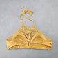H&M Yellow Lace Crochet Eyelet Halter Tie Padded Bikini Bralette Swim Top 6