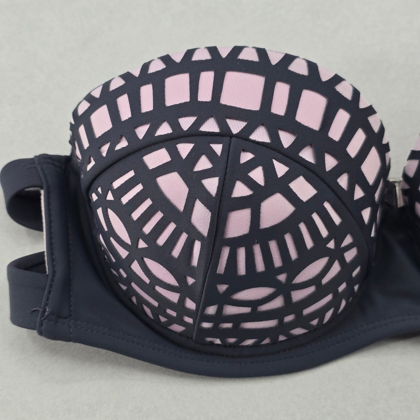 Xhilaration Gray Pink Cutout Padded Bra Bikini Bralette Swim Top S Small