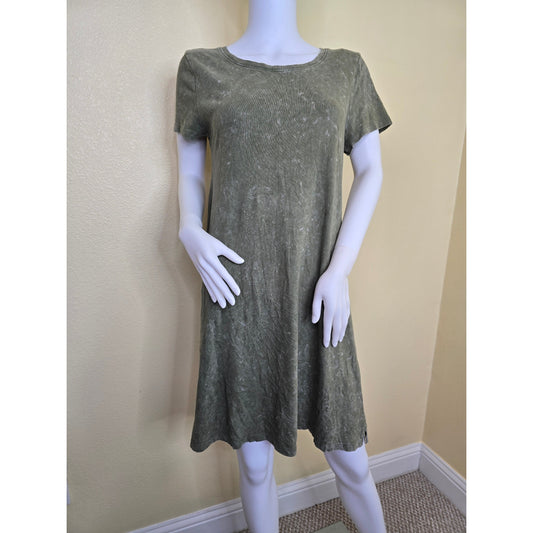 Green Y2K Comfy Casual Skater Tie Dye Flare Preppy Pullover Goth Dress Small