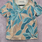 Alfred Dunner Blue Floral Short Sleeve Cotton Beaded Shirt Top Petite Medium