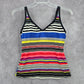Jag Pink Multi Color Stripe Padded Stretch Swimwear Tankini Tank Top Medium M