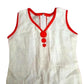 White Red Floral Stitch Sleeveless Tunic Cotton Top Zipper Girls Toddler 2T