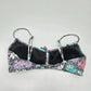 Time and Tru Black Floral Padded Adjustable Strap Bikini Top Swimwear Small