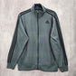 Adidas Gray Stripe Active Sports Full Zip Light Track Suit Coat Jacket Large L
