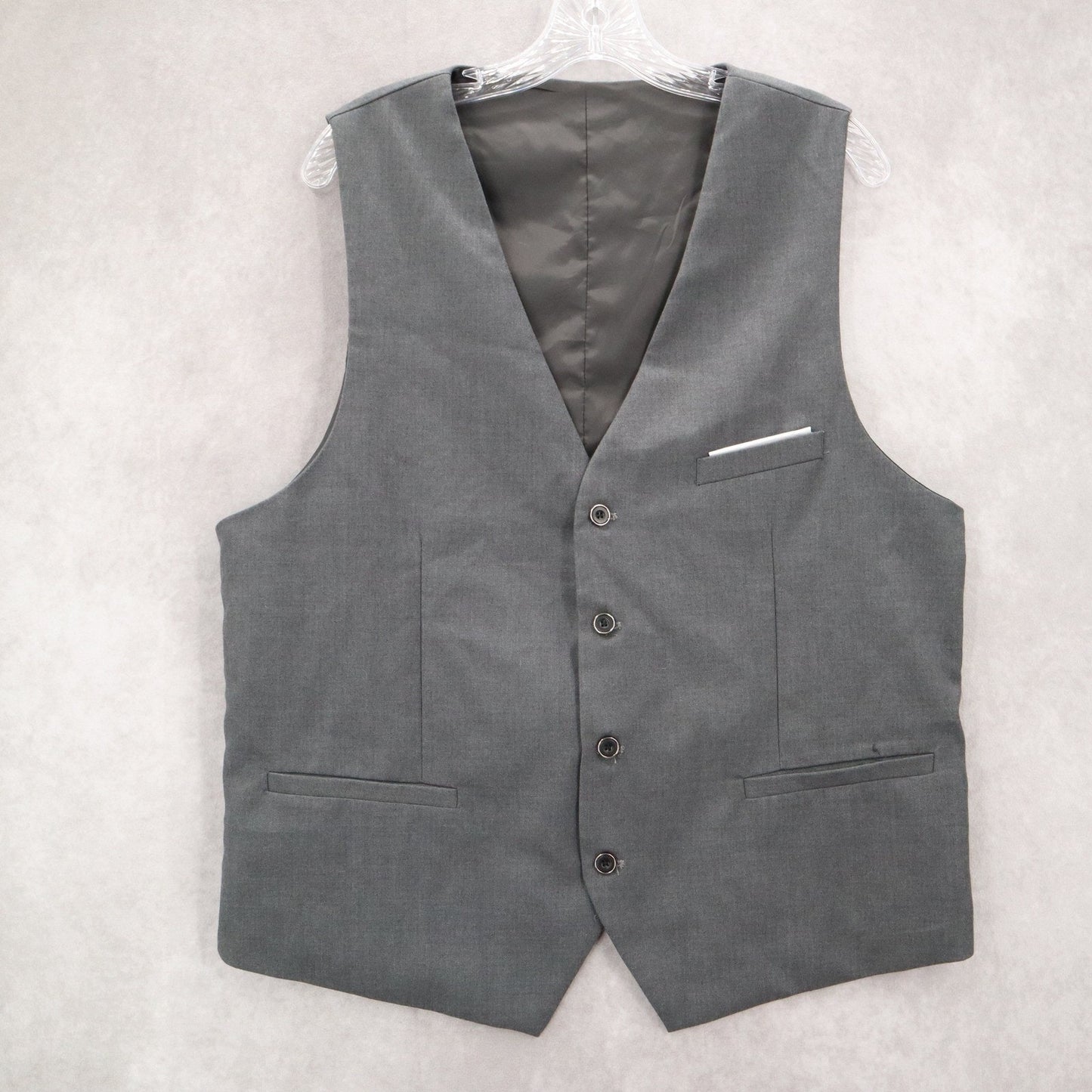 Gray 4 Button Point Welt Pocket Waistcoat Formal Preppy Tuxedo Suit Vest L 42R