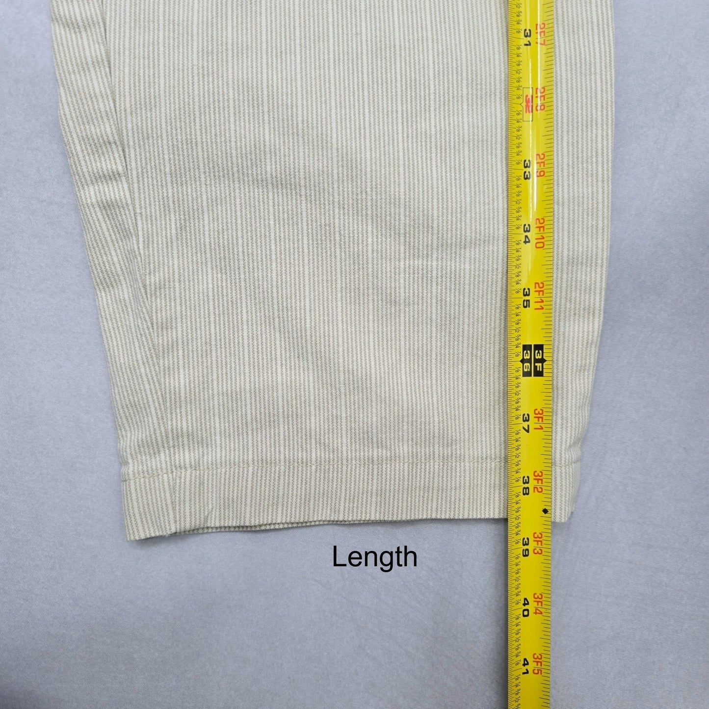 Riders Casual Cream Stripe Preppy Polo Chino Office Vacation Trouser Pants 12P