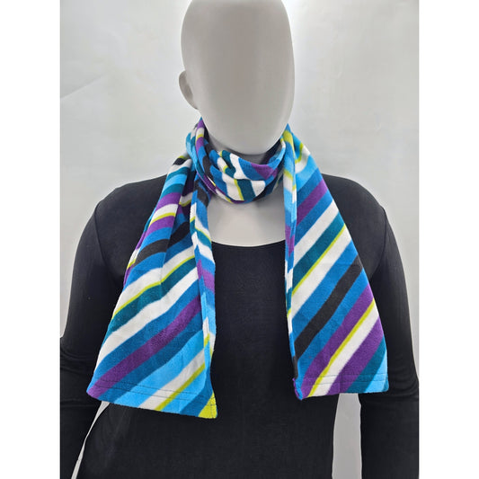 Y2K Blue Stipe Scarves Resort Whimsy Goth Cottage Fairy Wraps Cozy Chic Scarf OS