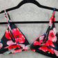 Shein Black Pink Floral Triangle Adjustable Clasp Bikini Top Swimwear Medium