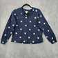 TruSelf Navy Blue Silver Star Long Sleeve Sweater Cotton Cardigan Top Medium