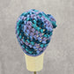 Blue Purple Crochet Knit Bucket Cap Hat Flower Vintage Y2K Beanie