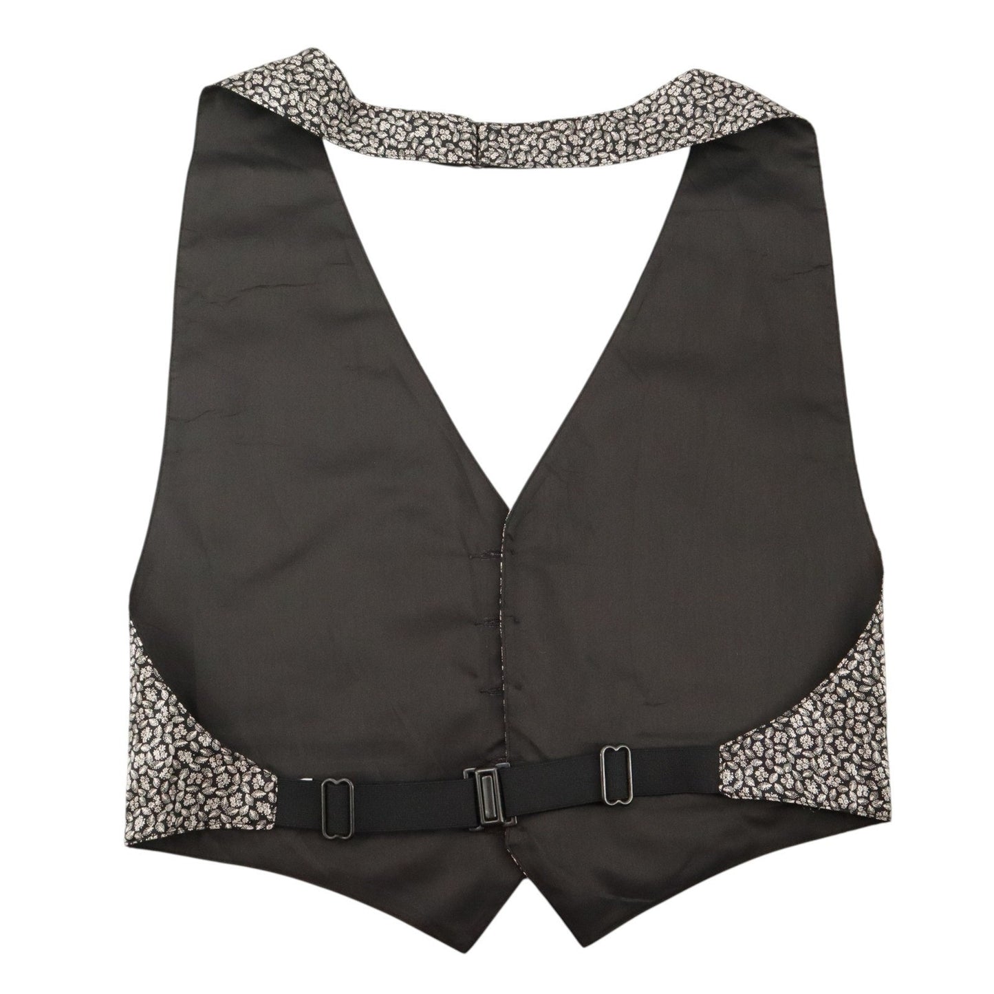 Gray Short Open Back Welt Pocket 5 Button Point Silk Waistcoat Tuxedo Vest S/M