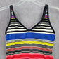 Jag Pink Multi Color Stripe Padded Stretch Swimwear Tankini Tank Top Medium M