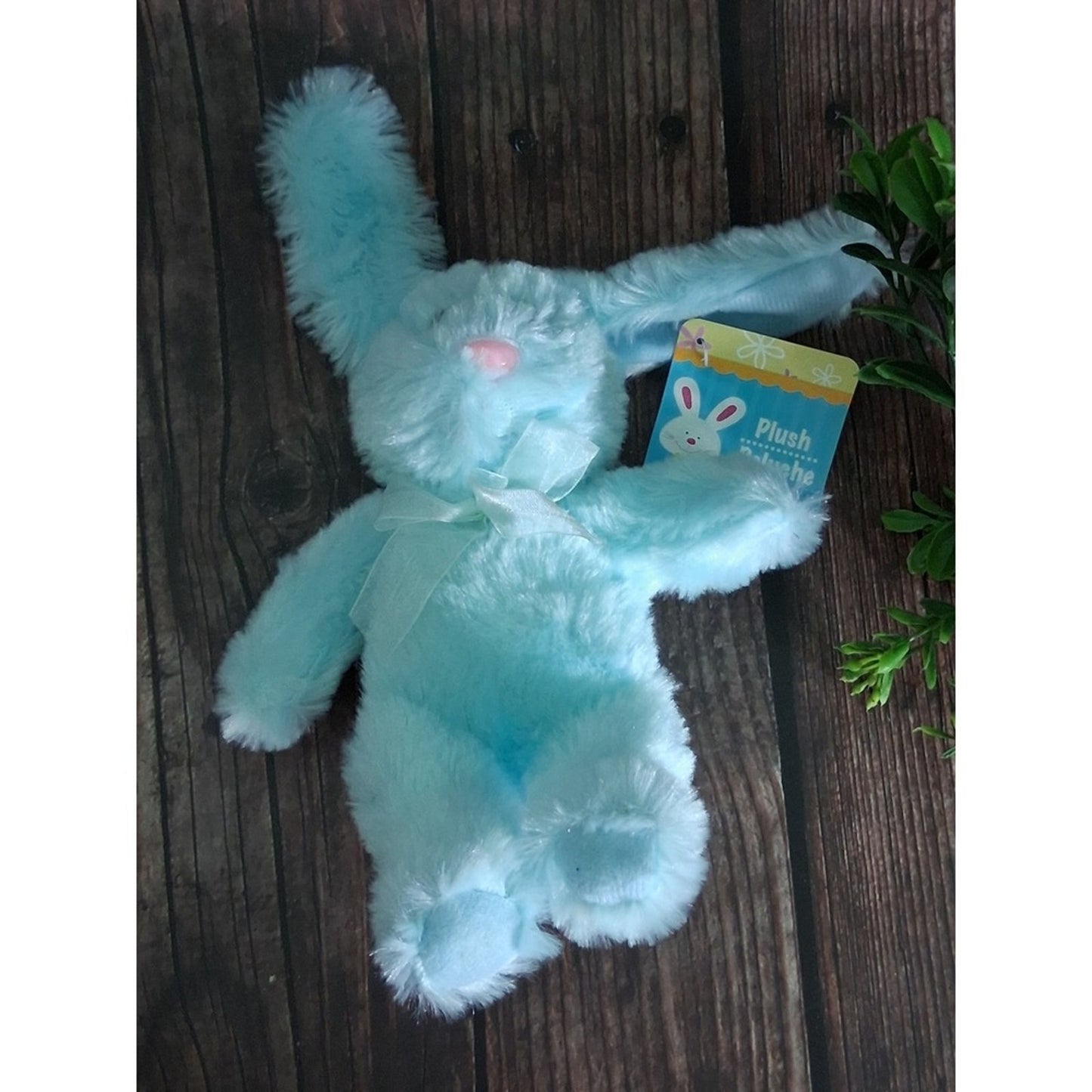 Blue Easter Bunny with Bow Plush Toy