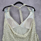 Liz Lange Maternity Cream Greek Key Halter Padded Tankini XL Extra Large