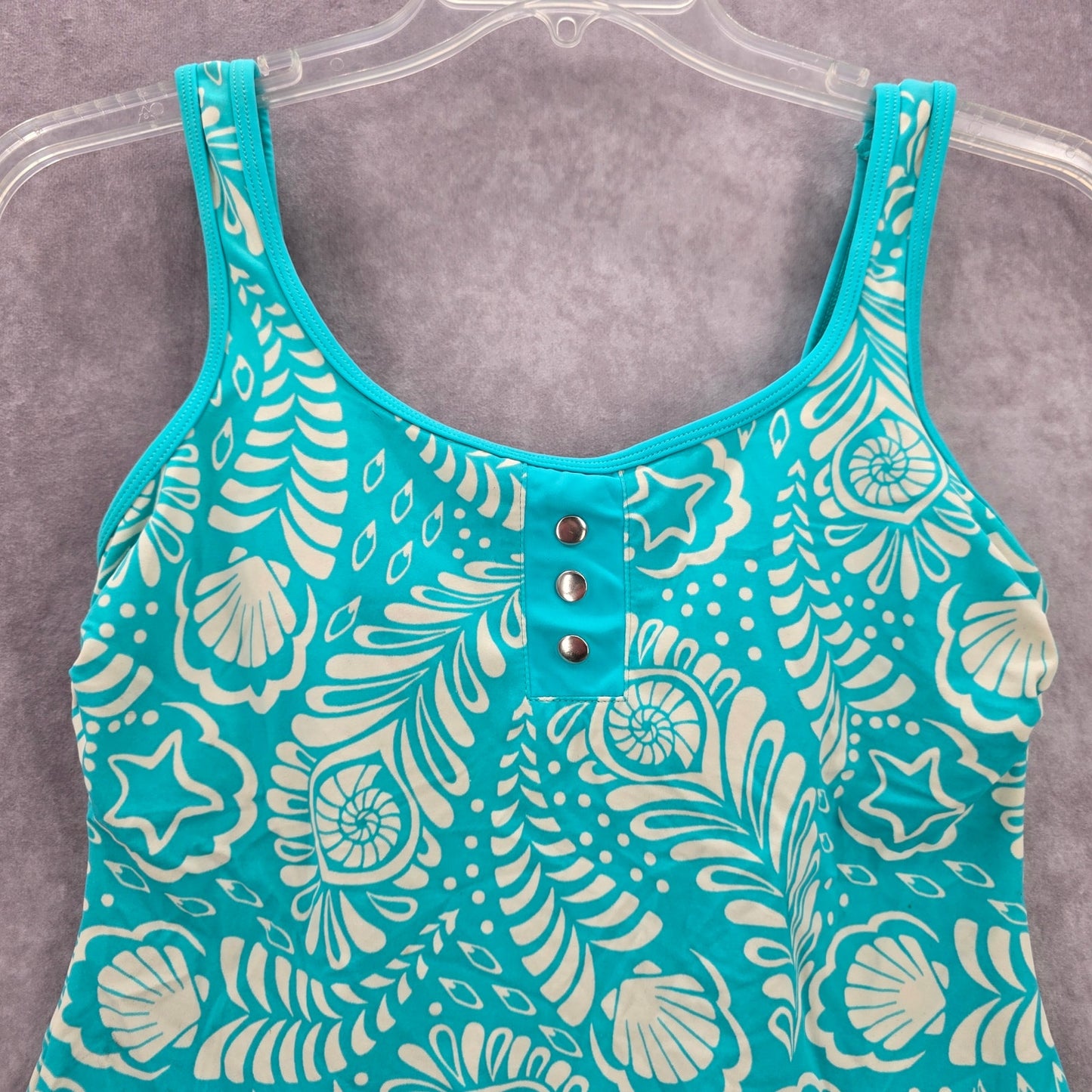 Kim Rogers Blue Floral Padded Swimwear Tankini Tank Top Medium M