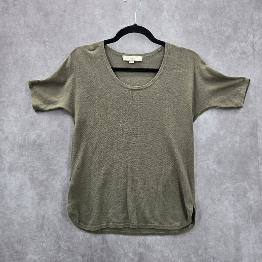 Ann Taylor Loft Petites Brown Tan Short Sleeve Top Blouse XXSP