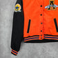 Red Fox Orange Black Varsity Puffer Hood Vintage Y2K Bomber Jacket Coat Medium M