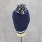 Navy Blue White Cable Pom Pom Bucket Knit Vintage Y2k Funky Beanie Crochet Hats