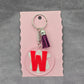 Letter Keychain Clear Silver Circle Handmade Acrylic Tassel Flower W Purple