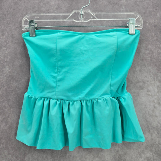 Blue Ruffle Crop Padded Tube Swimwear Tankini Tank Top Medium M