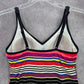 Jag Pink Multi Color Stripe Padded Stretch Swimwear Tankini Tank Top Medium M