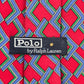 Polo By Ralph Lauren Red Blue Geometric 100% Silk Handmade Men's Neck Tie