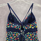 Lands' End Blue Floral Crisscross Tie Padded Swimwear Tankini Tank Top Small 4