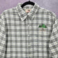 Faded Glory Gray Plaid Stripe Long Sleeve Flannel Button Up Top Shirt Medium