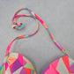 Xhilaration Pink Geometric Padded Beach Tie Bikini Bralette Swim Top S Small