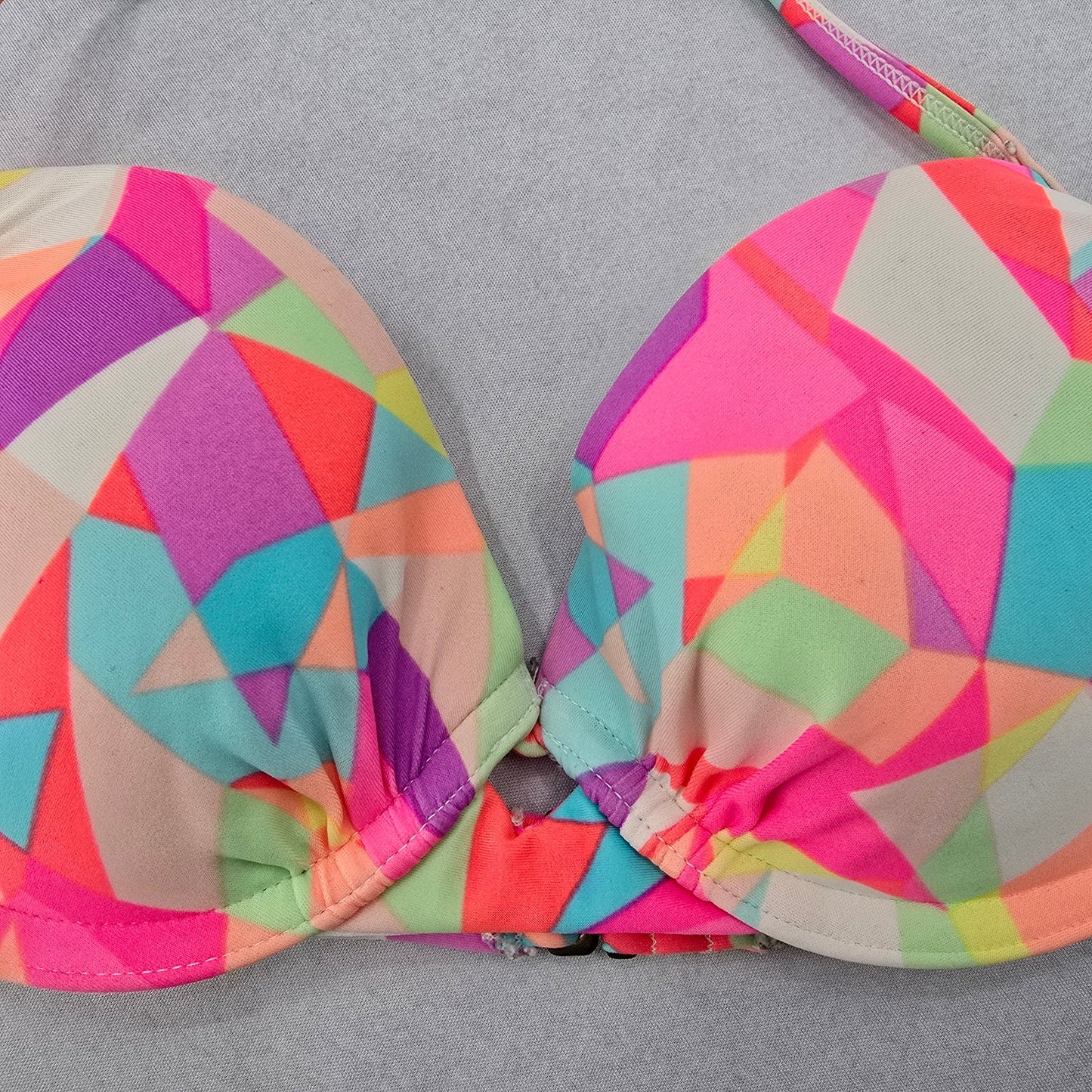 Xhilaration Pink Geometric Padded Beach Tie Bikini Bralette Swim Top S Small